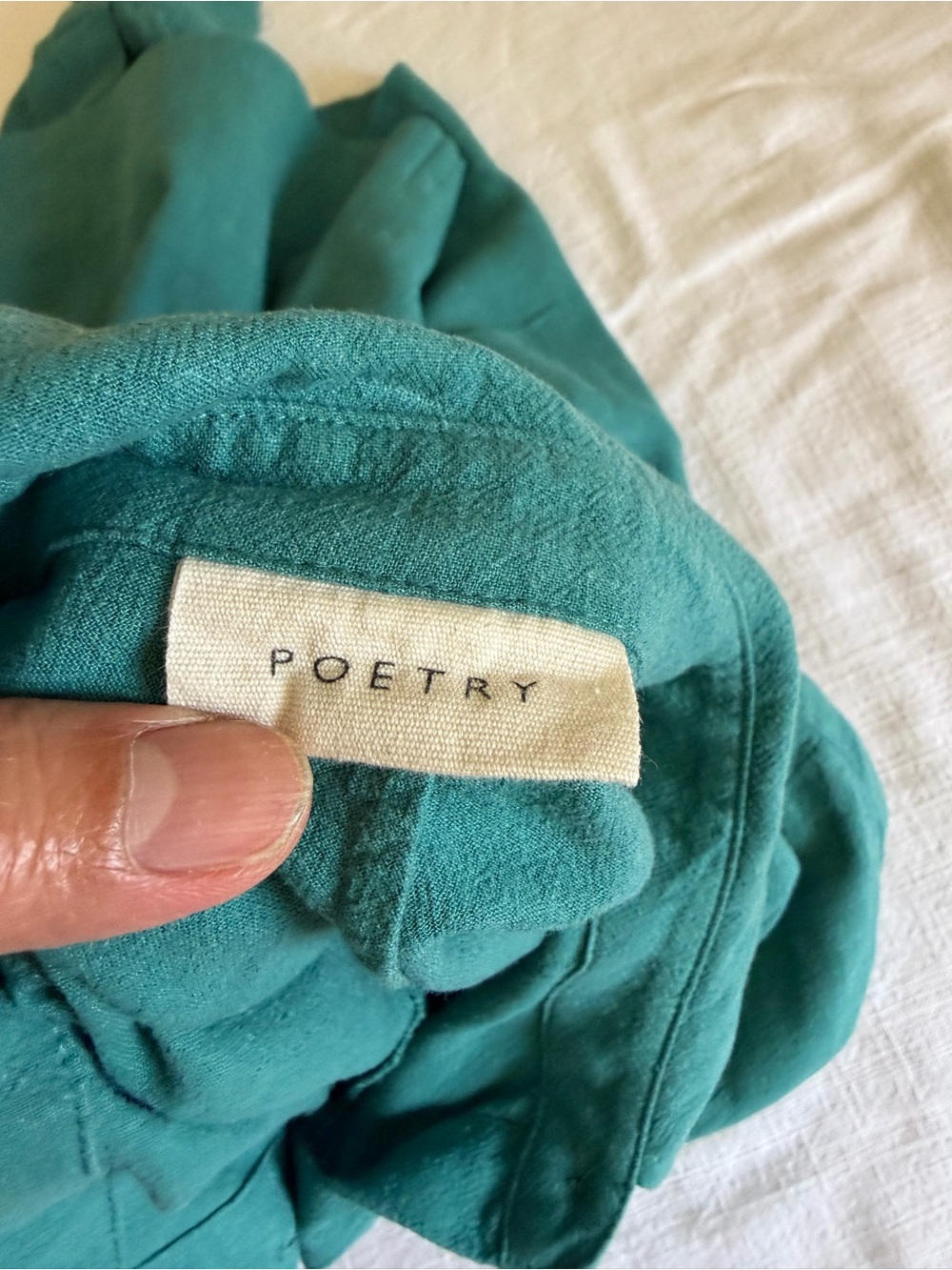 Poetry Women's Teal Curved-Sleeve Button-Up Blouse - Picture 6 of 11